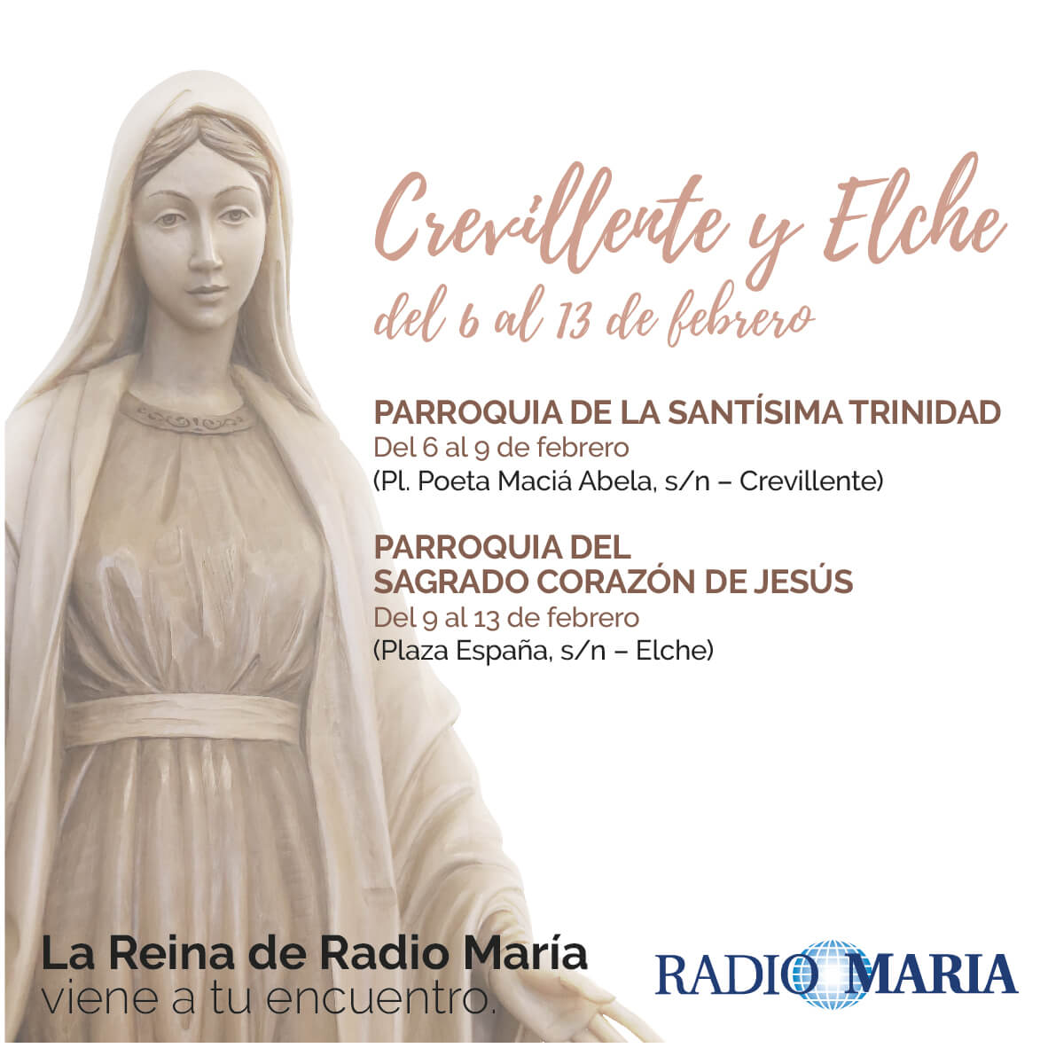 La Reina de Radio María en Crevillente y Elche